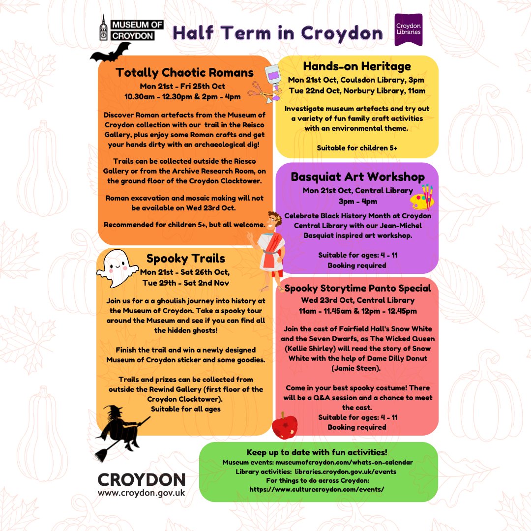 Come join us at the Museum of Croydon for a fantastic half-term filled with fun activities with <a href="/CroydonLibs/">Croydon Libraries</a>! We can't wait to see you there! 🎃👻🐈‍⬛