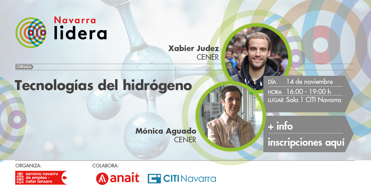 📢FORMACIÓN: Tecnologías de hidrógeno. Organizada por <a href="/empleo_na/">Empleo - Lansare</a>  #Lidera, en colaboración con CITI Navarra y ANAIT. Se celebrará el 14 de noviembre de 16:00 a 19:00 horas. administracionelectronica.navarra.es/EmpleoFormate.…