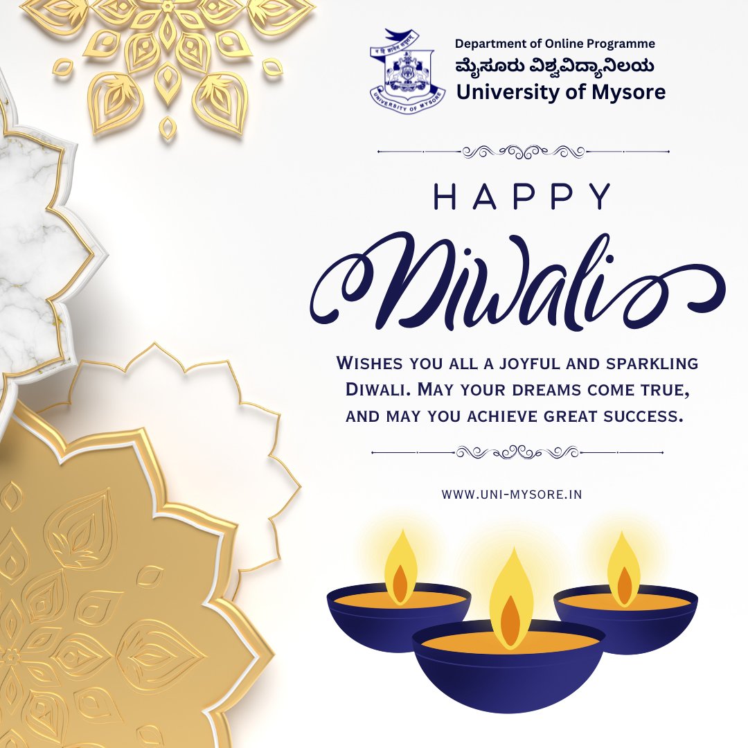 uom_online's tweet photo. Wishes you all a joyful and sparkling Diwali. May your dreams come true, and may you achieve great success. Happy Diwali

#HappyDiwali #SubhDeepavali #UniversityOfMysore #UOMOnline #OnlineLearning #ELearning #OnlineEducation #OnlinePlateform https://t.co/iyX1oDMA95