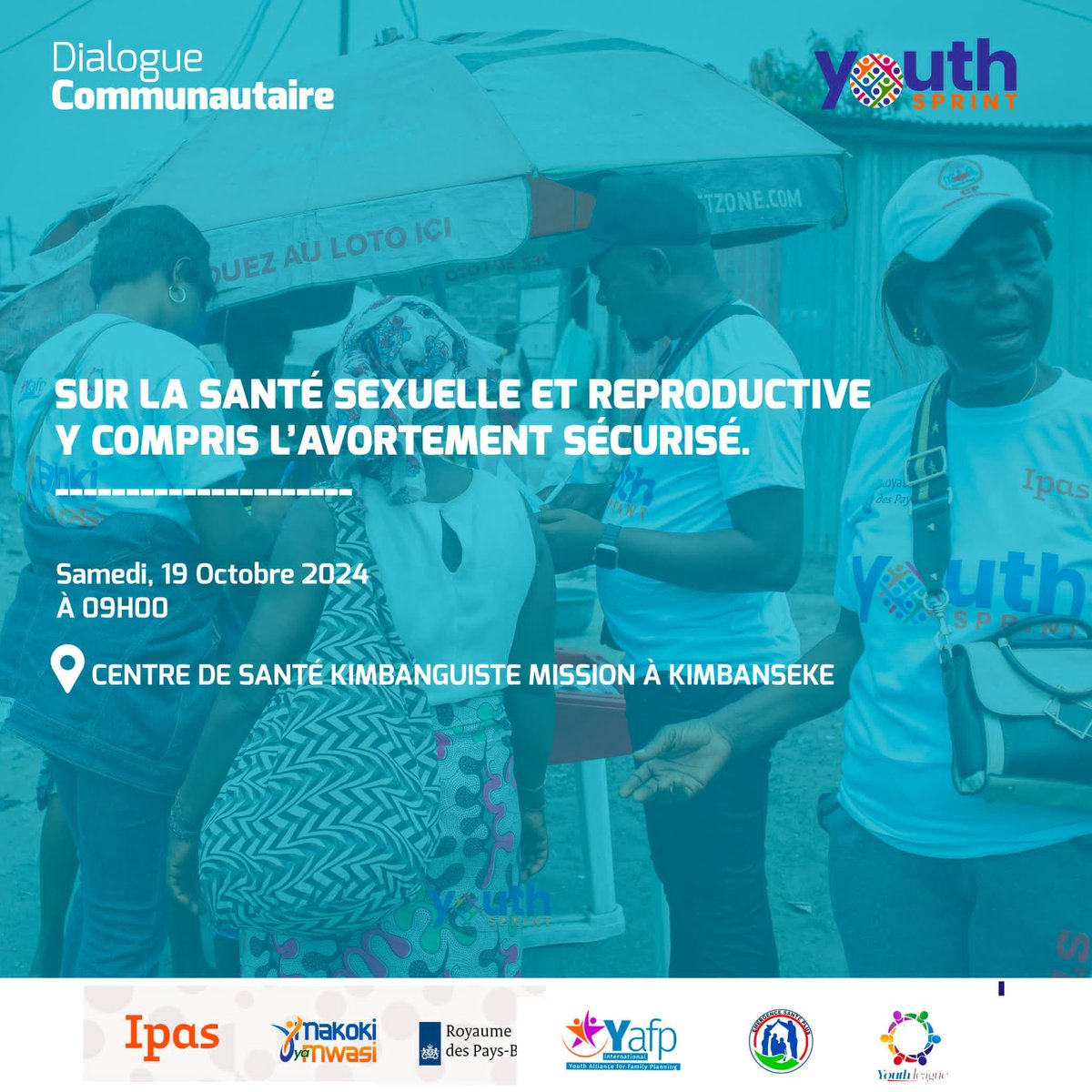 #AI2SR
Pour une participation communautaire efficace, le #Consortium <a href="/RDC_IYAFP/">IYAFP RDC</a>
<a href="/emergence70611/">ESPlus: Émergence Santé Plus</a> et
@Youthleague600 organise ce samedi #19octobre, un dialogue communautaire à l'intention des femmes en âge de procréer au CS Kimbanguiste Mission dans la commune de #Kimbanseke