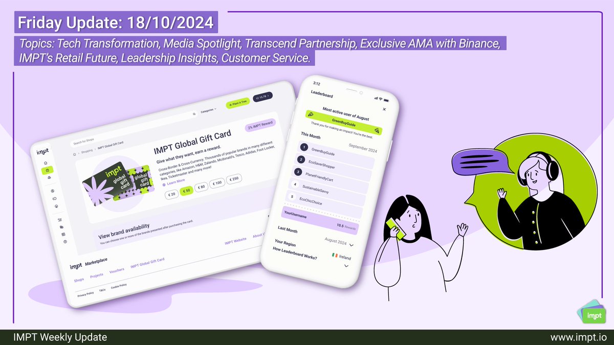 IMPT_token's tweet photo. IMPT Weekly Update – October 18th, 2024: Powering Innovation & Expanding Our Green Impact!
We’re excited to share the latest developments at IMPT as we continue leading the way in sustainable shopping. Here’s what’s new this week!
#IMPTUpdate