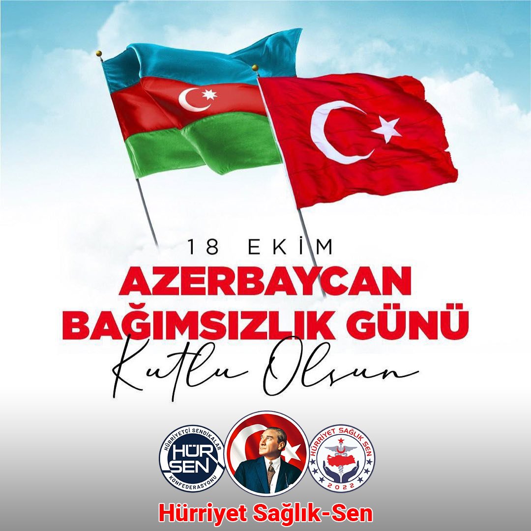 hursagliksen's tweet photo. "Kardeş ülkemiz Can Azerbaycan’ın Bağımsızlık Günü kutlu olsun! Ortak tarihimiz ve kardeşliğimizin verdiği güçle her zaman yan yana, omuz omuza olmaktan gurur duyuyoruz. Azerbaycan’ın bağımsızlığı ve özgürlüğü daim olsun. Bir millet, iki devlet! 🇹🇷🇦🇿"
#hürriyetsağlıksen https://t.co/tz0d0lXaFu