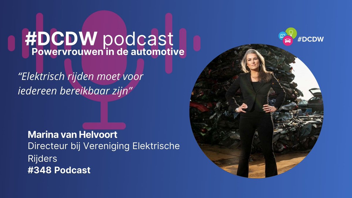 🎙️ Podcast alert! Onze directeur Marina van Helvoort was te gast bij de #DCDW Podcast 'Powervrouwen in de  automotive'. Luisteren kan o.a. via Spotify: open.spotify.com/episode/6l458e…

#evrijders #ver #transitie #elektrischrijden #mobiliteit <a href="/van_helvoort/">Marina van Helvoort</a>