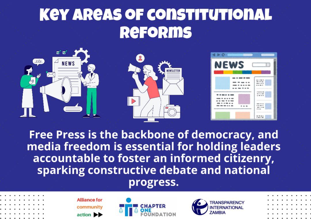 Laiza38237193's tweet image. There is no social accountability without freedom of the media, reform the constitution to strengthen your existing and include new mechanisms to facilitate free press. #ZambianConstitution #ConstitutionalReforms #FixIt
