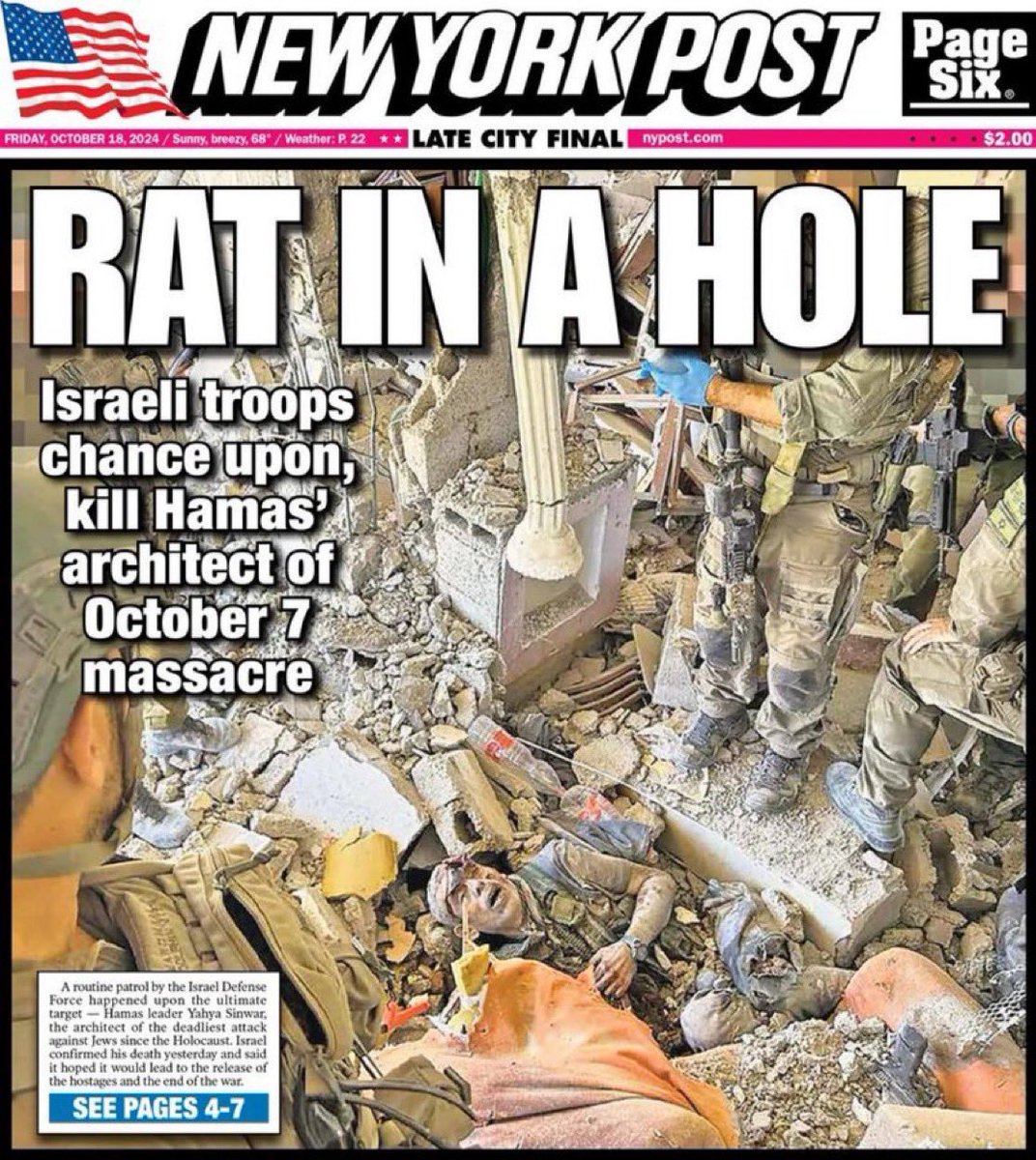 A capa de hoje do New York Post: "um rato num buraco".