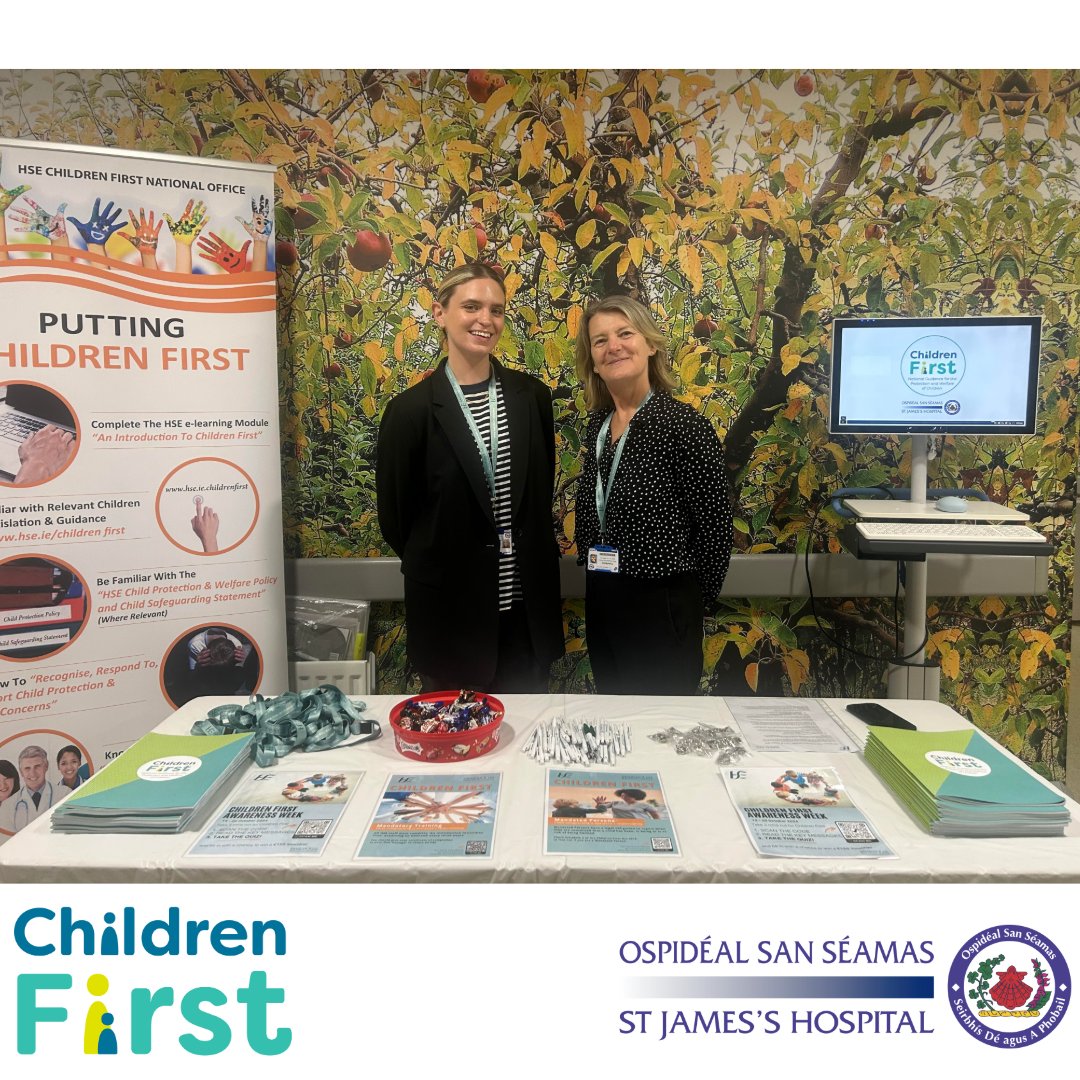 As we come to the end of #ChildrenFirstAwarenessWeek, members of the Medical Social Work Department are out to talk to staff about their role in safeguarding children as mandated persons🧒

Make sure to drop by for a chat for further information🏥 

<a href="/HSELive/">HSE Ireland</a> <a href="/HSEDubMidlands/">HSE Dublin and Midlands</a>