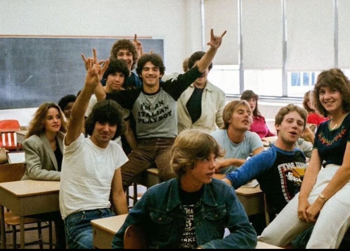 GoingParabolic's tweet image. Why do pics of high school students in the 80’s always look like the kids are 35 years old?
