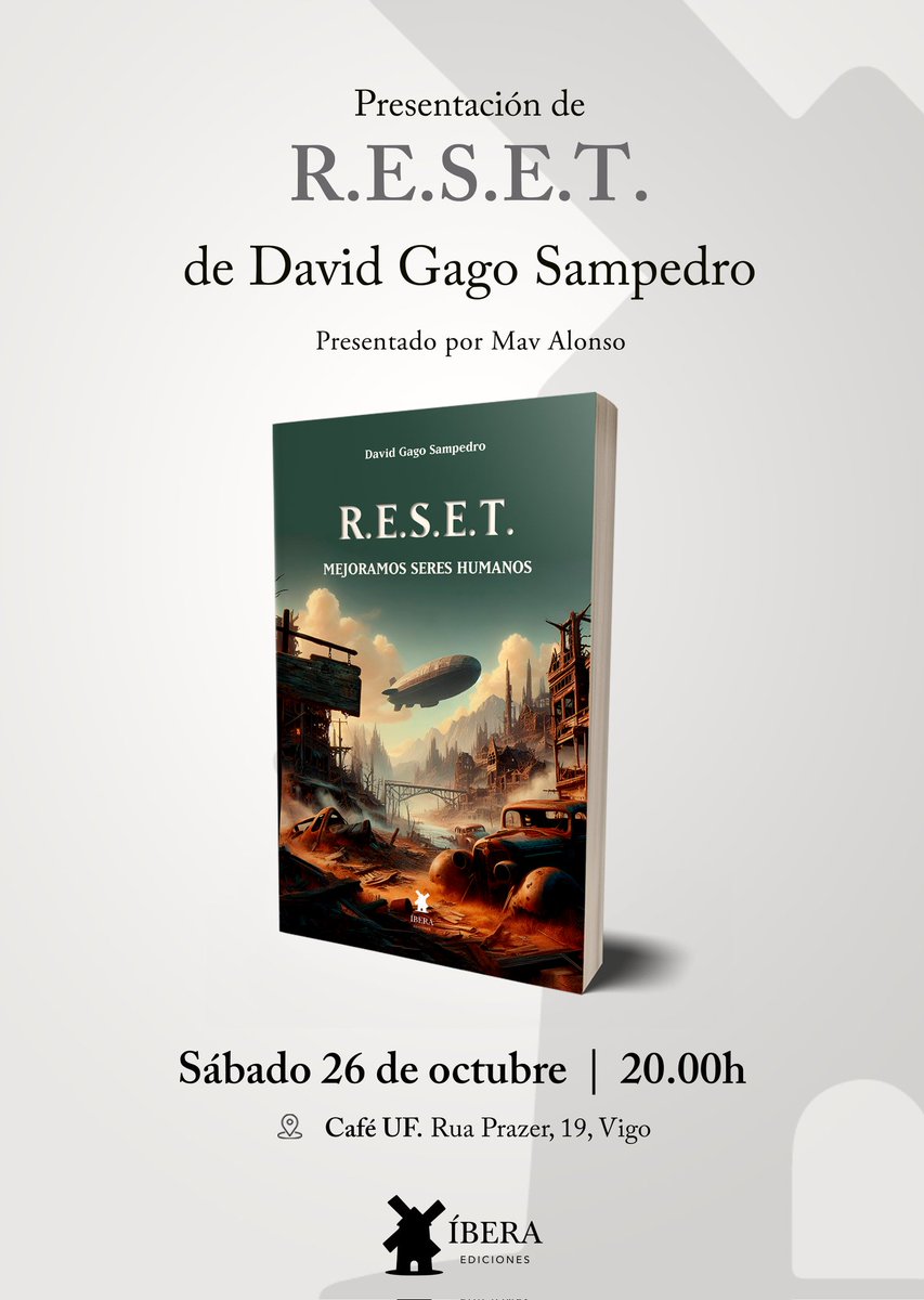 Presentación de "R.E.S.E.T. - Mejoramos seres humanos", el sábado 26 de octubre en el <a href="/cafeuf/">Cafe UF</a>, Vigo, a las 20:00h.

No faltes.