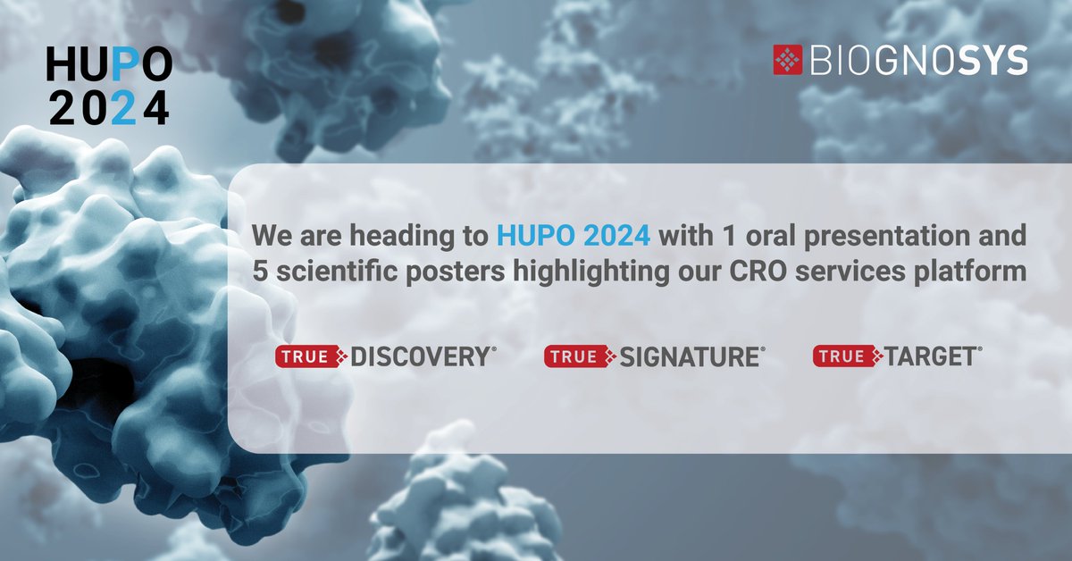 biognosys's tweet photo. Attending #HUPO2024 in Dresden? Join us as we showcase our cutting-edge #proteomics services platforms #TrueDiscovery®, #TrueSignature®, and #TrueTarget® across various oral & poster sessions. Don't miss @ArthurViode's presentation on Oct 23!
Learn more: https://t.co/es3jLUnoQq https://t.co/UnWLHmV35t