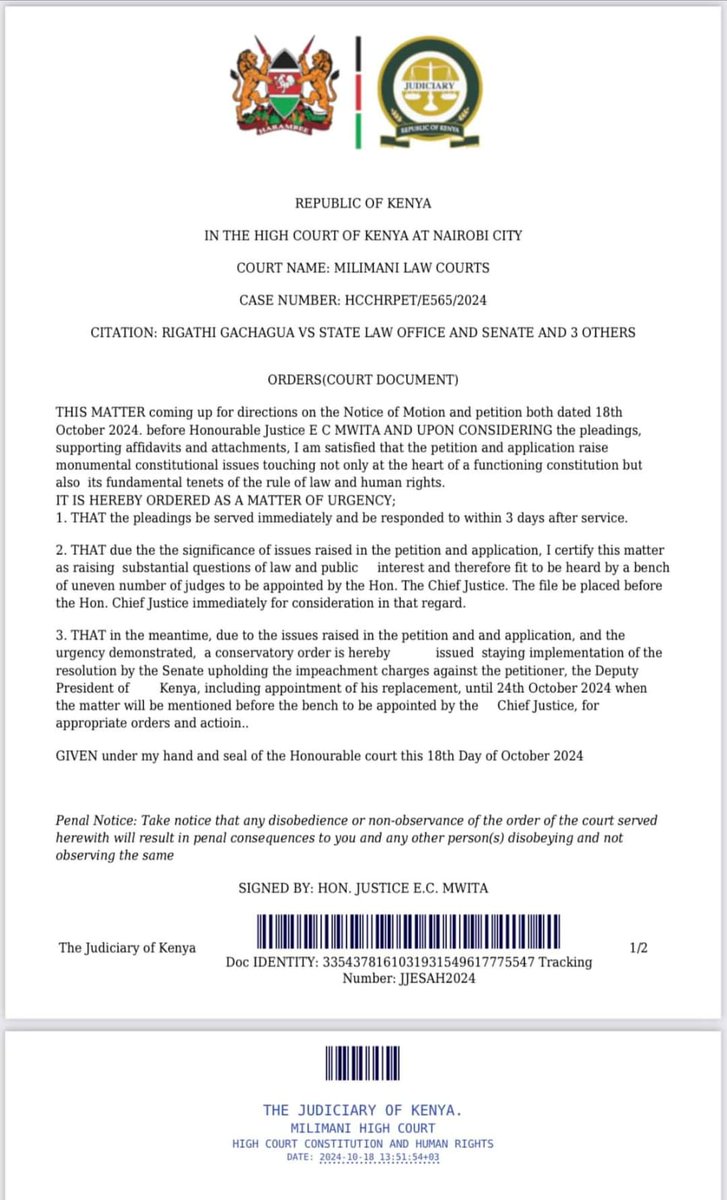 ahmednasirlaw's tweet photo. Hon. RIGATHI GACHAGUA fought the good fight and lost it. He should stop this court circus and move on. The Office of Deputy President is a public office and both the President and the legislature don't want him in the office. GACHAGUA should know that he can't hold the office through court orders.
