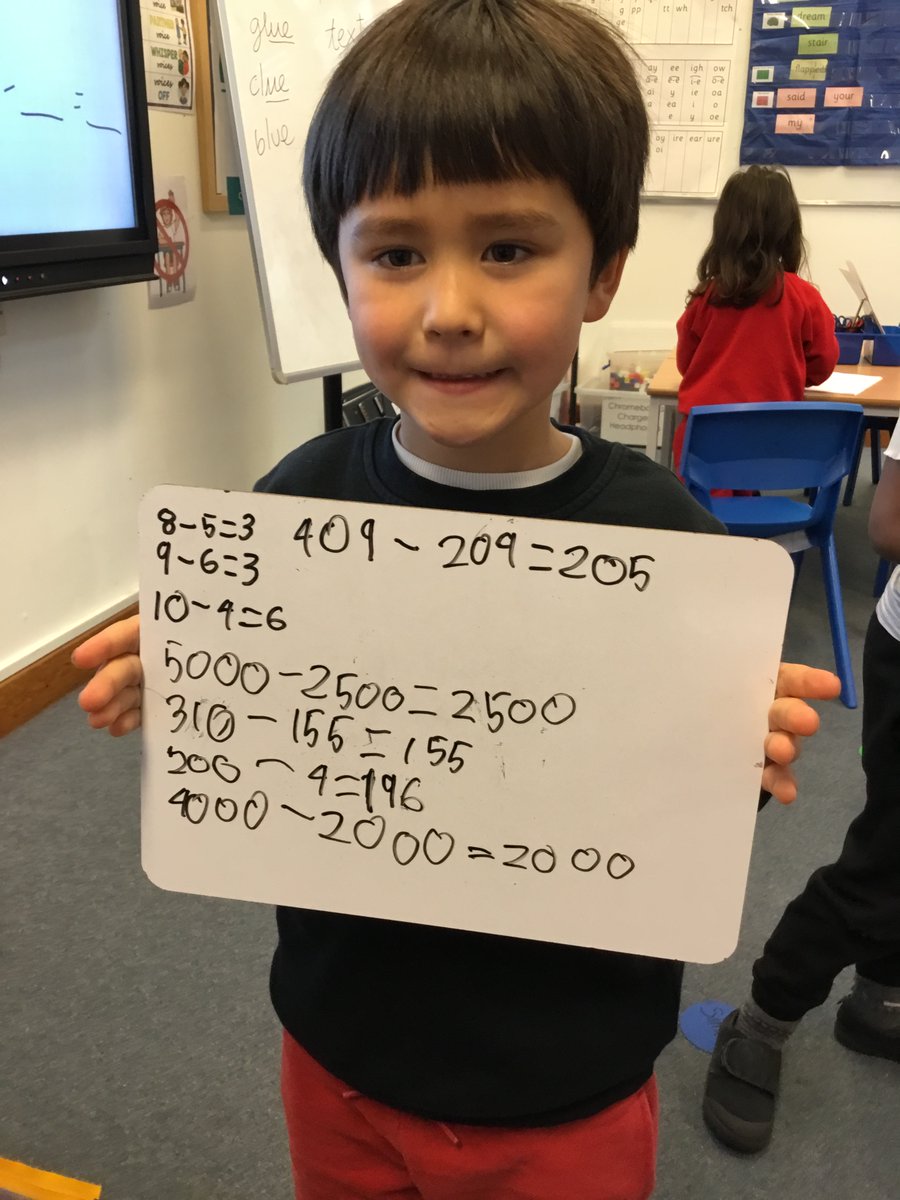 Yesterday Miss Torner was so impressed by Kizuku who used thousands to write subtraction number sentences. Well done Kizuku!
