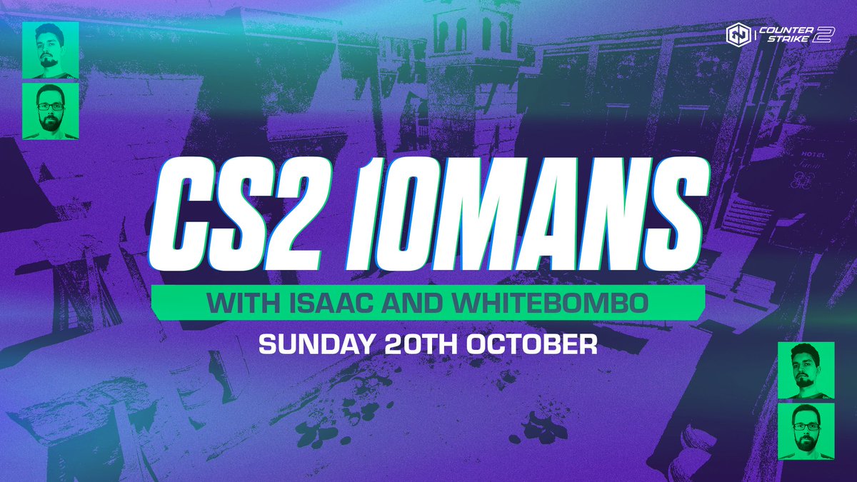TeamEndpoint's tweet image. Fancy another round?

@isaacCSGO &amp;amp; @WhiteBombo are doing more CS2 10-mans Sunday 5pm ⏰

I hear there might be some custom maps... suggestions? 👀