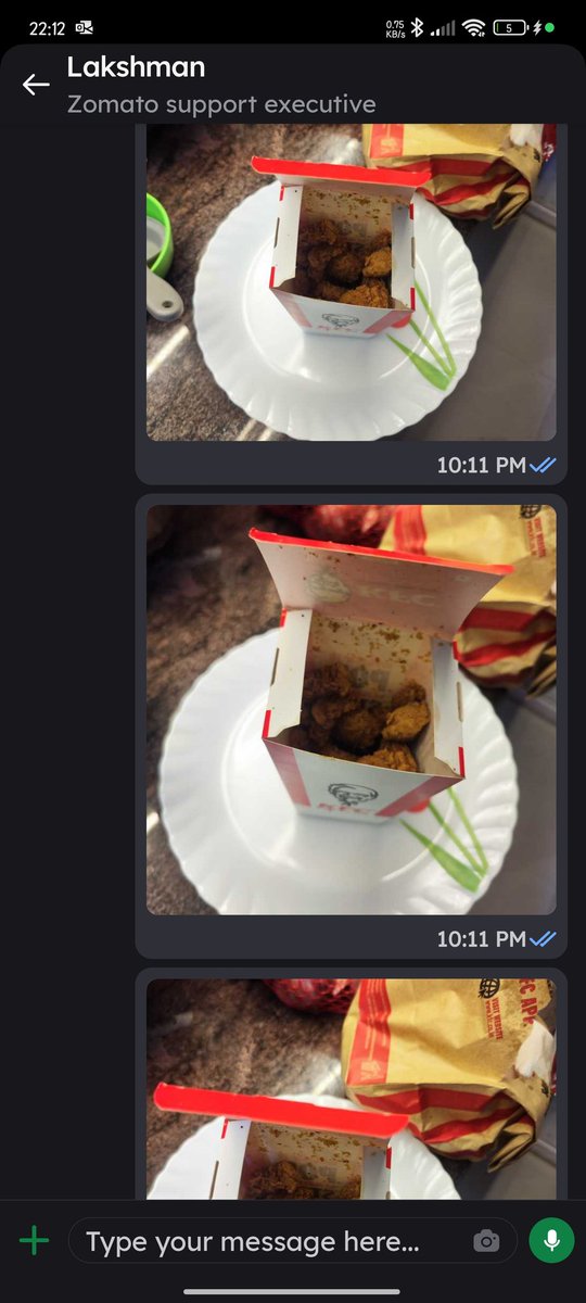 ankitmirage's tweet photo. .@zomatocare @zomato 

Your support representative Mr. Laxman cannot tell if this @KFC_India chicken popcorn box is full or not ..

@deepigoyal - bro, you might want to invest in some eye care for your employees.

#FridayFraud
#WeekendBarbad https://t.co/pH7Um6Czrr