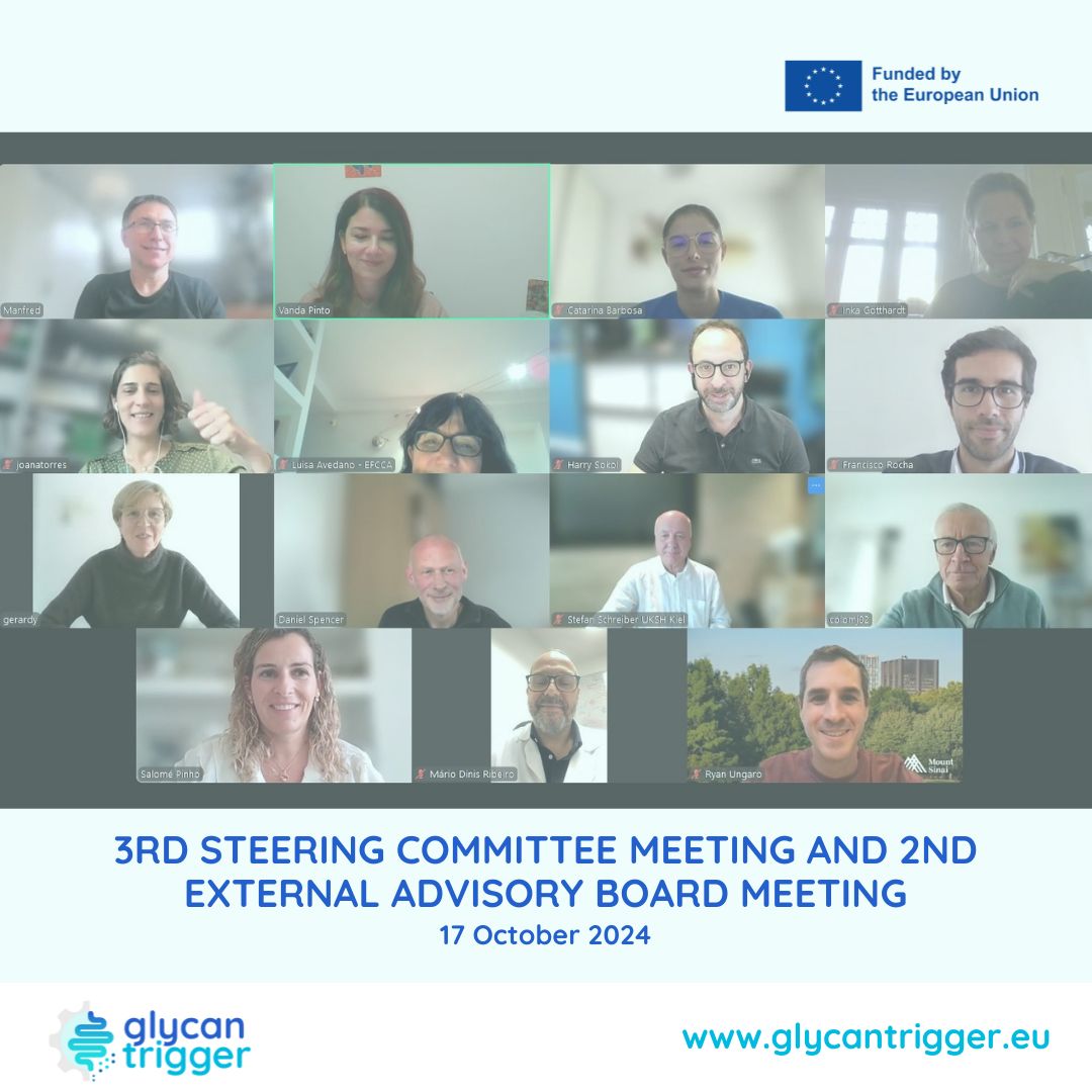 GlycanTrigger (@glycantrigger) on Twitter photo 📅 Yesterday, <a href="/GlycanTrigger/">GlycanTrigger</a> team gathered virtually for the 3rd Steering Committee meeting and 2nd External Advisory Board (EAB) meeting.
🚀 Stay tuned for more updates!
#GlycanTrigger #Glycans #glycotime #IBDs #Crohnsdisease #UlcerativeColitis #HorizonEurope 📅 Yesterday, <a href="/GlycanTrigger/">GlycanTrigger</a> team gathered virtually for the 3rd Steering Committee meeting and 2nd External Advisory Board (EAB) meeting.
🚀 Stay tuned for more updates!
#GlycanTrigger #Glycans #glycotime #IBDs #Crohnsdisease #UlcerativeColitis #HorizonEurope