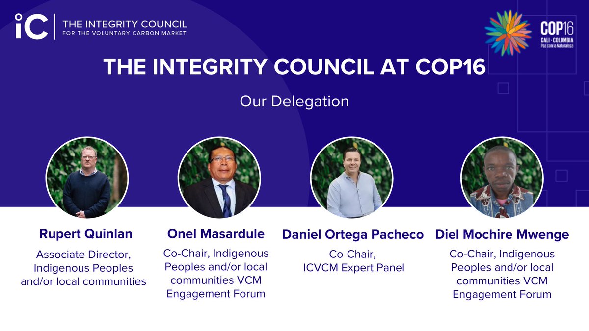 ICVCM (inactive) (@ic_vcm) on Twitter photo Join our delegation at <a href="/COP16Oficial/">COP16 COLOMBIA 🇨🇴</a> as they take part in crucial discussions on how the #VCM can drive crucial #ClimateFinance to frontline communities, ensuring it delivers real impact for people and the planet.🌍
📧Reach out to us at info@icvcm.org to engage on the ground. Join our delegation at <a href="/COP16Oficial/">COP16 COLOMBIA 🇨🇴</a> as they take part in crucial discussions on how the #VCM can drive crucial #ClimateFinance to frontline communities, ensuring it delivers real impact for people and the planet.🌍
📧Reach out to us at info@icvcm.org to engage on the ground.