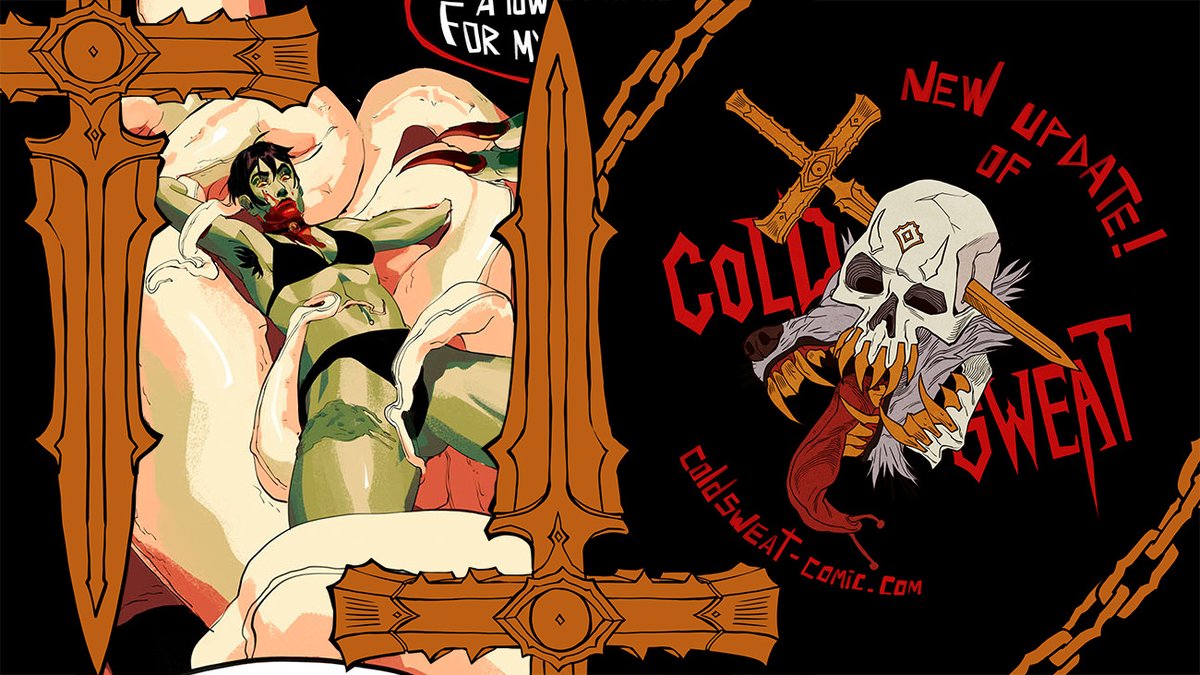 UPDATE UPDATE GO READ IT!
coldsweat-comic.com/index.php/comi…

Cold sweat is a wlw horror romance comic! about an eccentric newbie vampire and a crossdressing rude woman, outsiders from society and a demon stalking them!