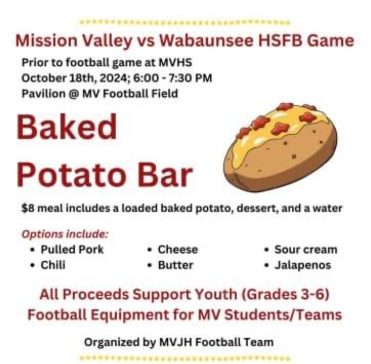Meal available at the HS football game tonight at Mission Valley