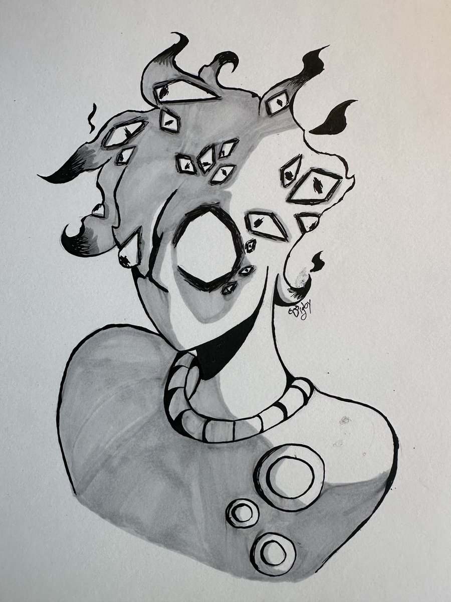 I finished moving! Here have some traditional art!
.
.
#traditionalart #ink #dippen #copic #Grayscale #spooky