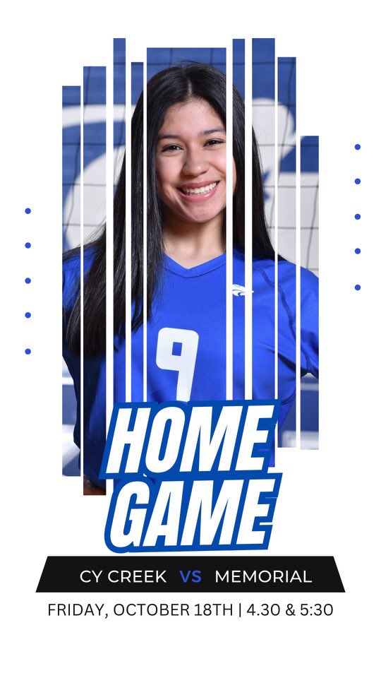 GAME DAY! Come join us here at Cy creek as we take on Memorial! Games start at 4:30 and 5:30🏐🏐🏐