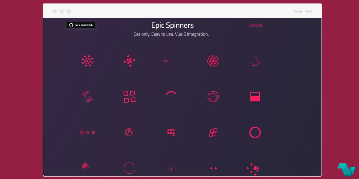 vuejsfeed's tweet image. Don’t let your visitors get bored while the screen loads!🌀
With Epic Spinners, you can add eye-catching loading animations to your Vue.js projects. They’re lightweight, easy to implement, & come in a variety of styles!
Check it out: epic-spinners.vuestic.dev
#VueJsFeed #VueJs