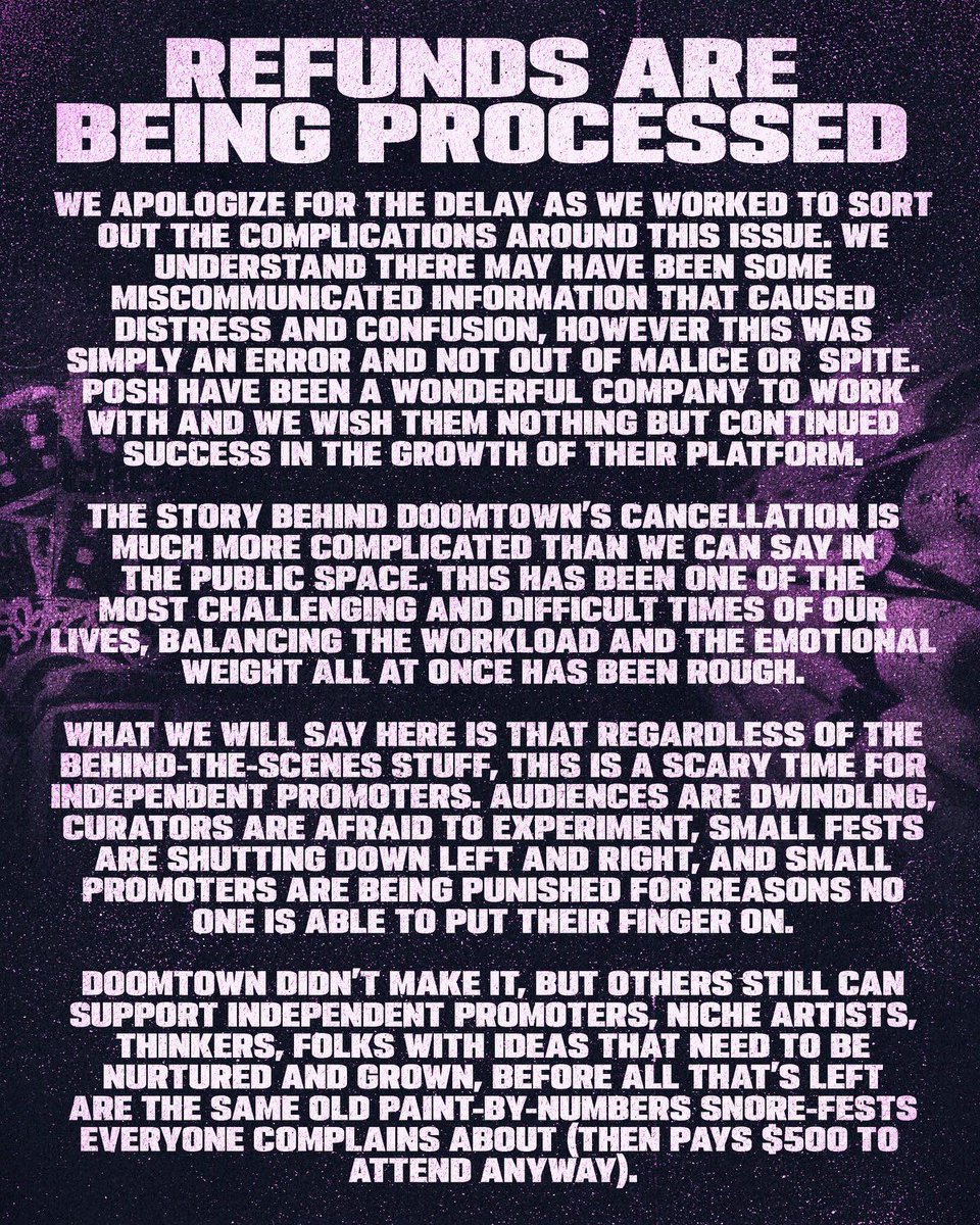 REFUNDS ARE BEING PROCESSED - these will take a few days to show up in your accounts