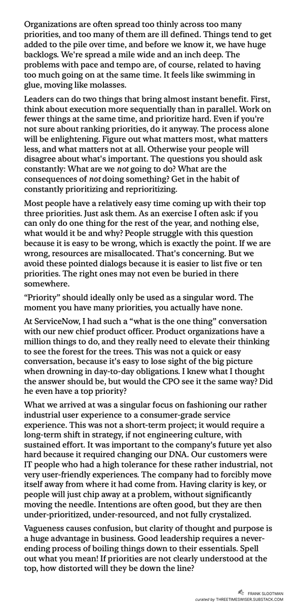 Sharpen your focus by Frank Slootman, former CEO of Snowflake.