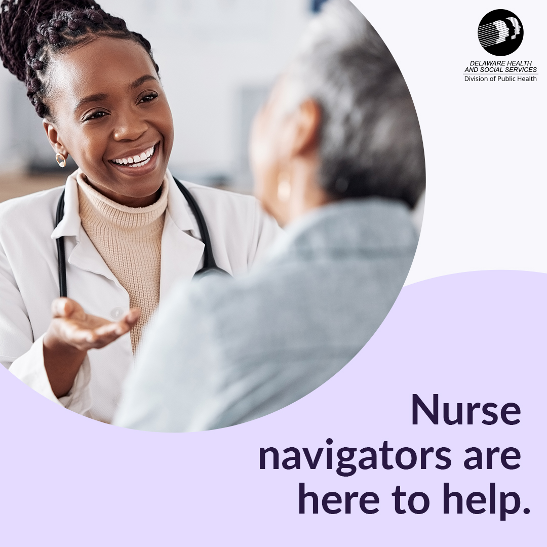 Healthy_DE's tweet photo. Get the direct support that you need. Nurse navigators in Delaware can help you get screened for cancer and provide follow-up help when you get your results — whether you have insurance or not. Learn more by visiting the https://t.co/0f7g9FnoWP. https://t.co/Uo8XGAPpzc