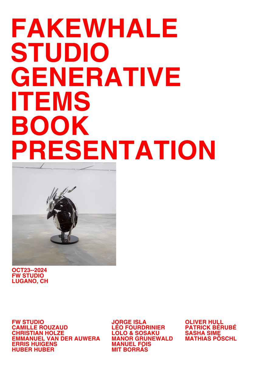 Fakewhale STUDIO launched last June with the mission to explore new creative languages, aiming to expand artistic research through artificial intelligence and new media.

We're proud to present our first book, "GENERATIVE ITEMS", a publication that showcases collaborations with