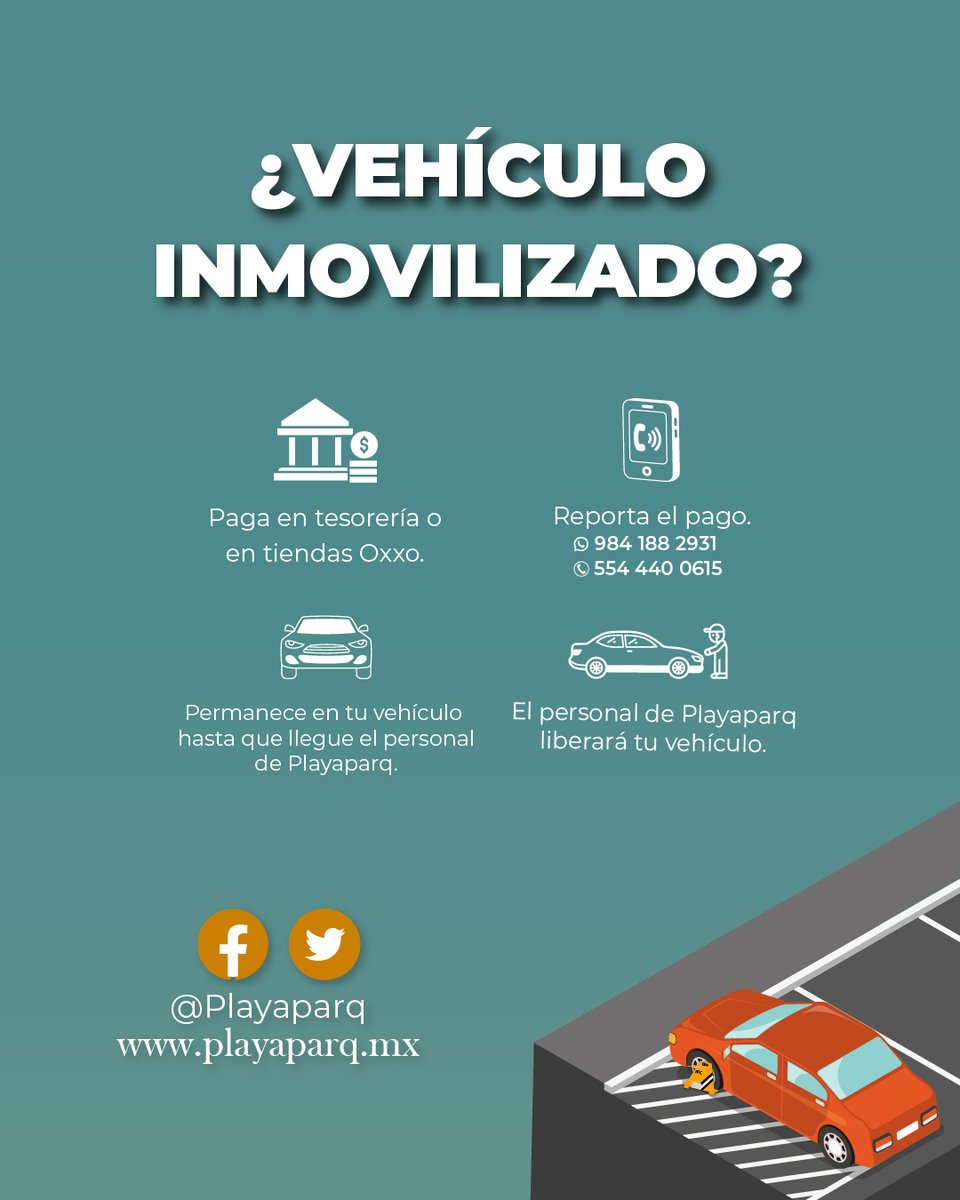 ¿Te inmovilizaron? 🚨
1️⃣ Paga la infracción: Hazlo en Tesorería o tiendas OXXO y guarda tu recibo.
2️⃣ Reporta el pago: Llámanos al 5544400615 o 9841882931.
3️⃣ Permanece cerca: Espera cerca de tu vehículo.
4️⃣ Liberación: Nuestro equipo lo liberará tras verificar el pago.