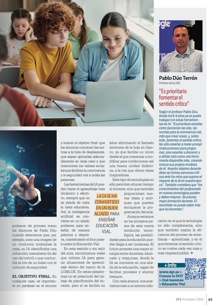 𝓟𝓪𝓫𝓵𝓸 𝓓𝓾𝓸 (@esparatic) on Twitter photo El nuevo num. de la revista de la #DGT se hace eco del proyecto llevado a cabo con <a href="/_learningml_/">learningml</a> “DiGiTalizar el tráfico con IA” para que los estudiantes aprendan a crear modelos de #IA con Machine Learning e identificar sesgos👇🏻
En abierto: procomun.intef.es/ode/view/es_20… El nuevo num. de la revista de la #DGT se hace eco del proyecto llevado a cabo con <a href="/_learningml_/">learningml</a> “DiGiTalizar el tráfico con IA” para que los estudiantes aprendan a crear modelos de #IA con Machine Learning e identificar sesgos👇🏻
En abierto: procomun.intef.es/ode/view/es_20…