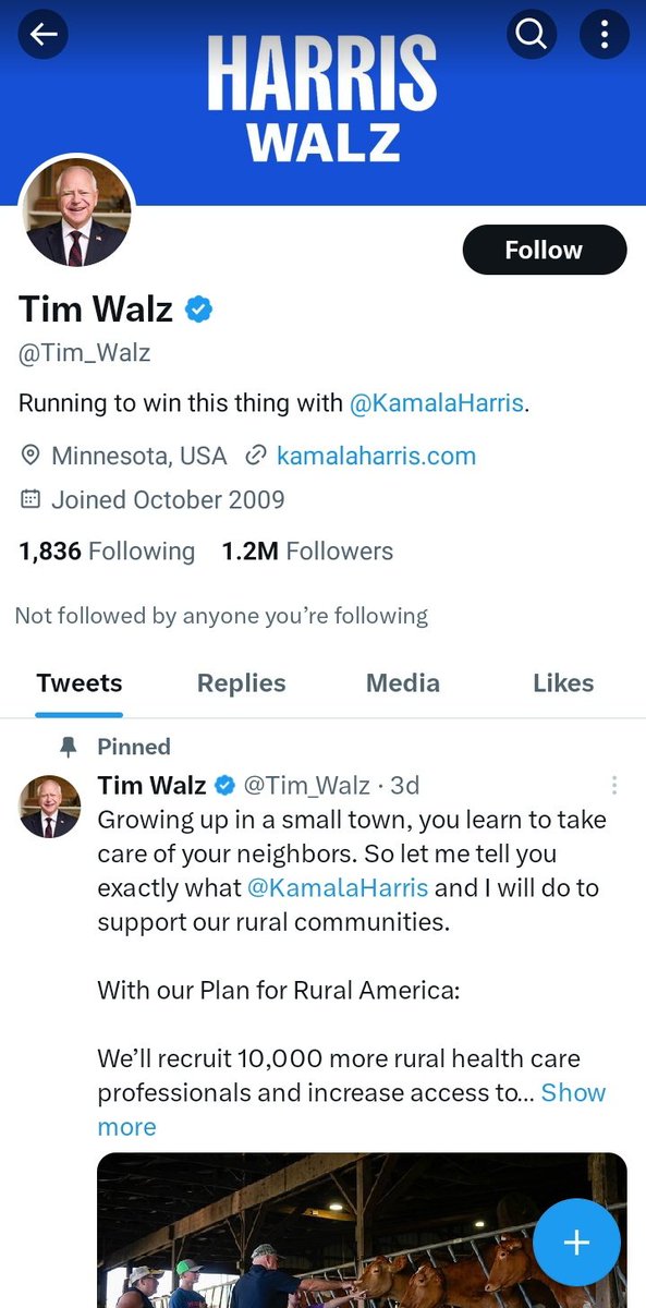 BigTechAlarms's tweet image. 🚫 @Tim_Walz is no longer following @MaximMag