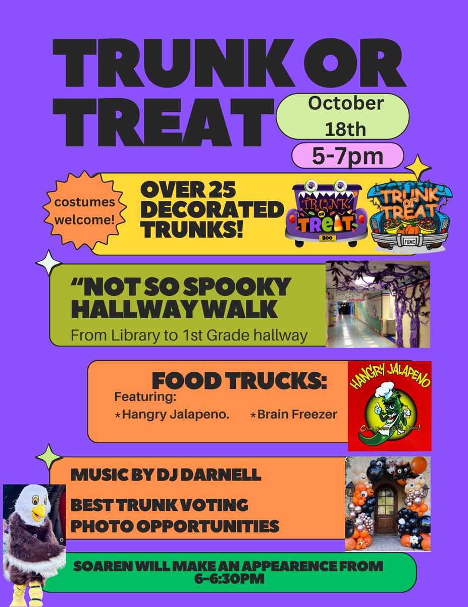 Thank you PTA for organizing Trunk or Treat! Should be lots of fun!