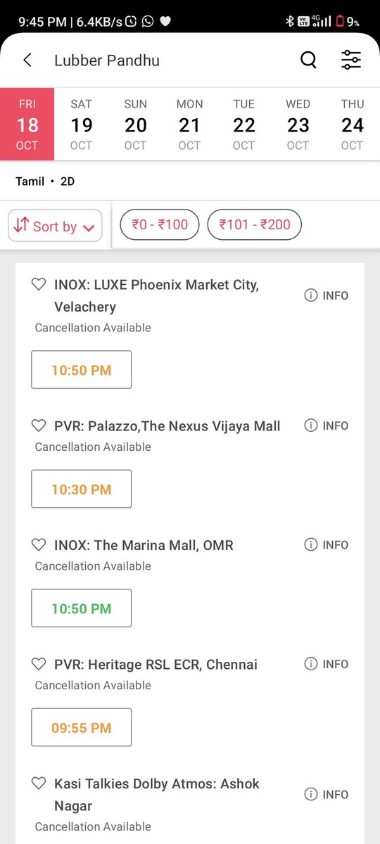 Prabhakar0295's tweet photo. #LubberPandhu 29th Friday Booking: extraordinary booking with 7+ 🔥🔥🔥fast filling nights shows on bookmyshow in Chennai City alone. 
#blockbusterlubberpandhu
#Harishkalyan #Attakathidinesh https://t.co/17ucrEDbXL