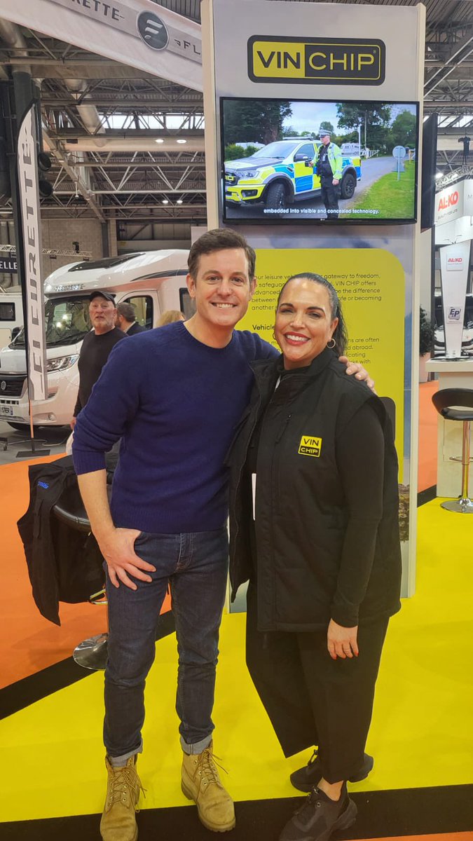 We’ve had a fabulous 4 days of the <a href="/NECCaravanShow/">MHome & Caravan Show</a> so far! The <a href="/VinChipDPI/">VIN CHIP</a> team have  enjoyed meeting so many people! Look who we bumped into earlier this week! Matt Baker popped by our stand! 👍 
Two days remaining - tickets have Sold out for Saturday - don’t miss out on the