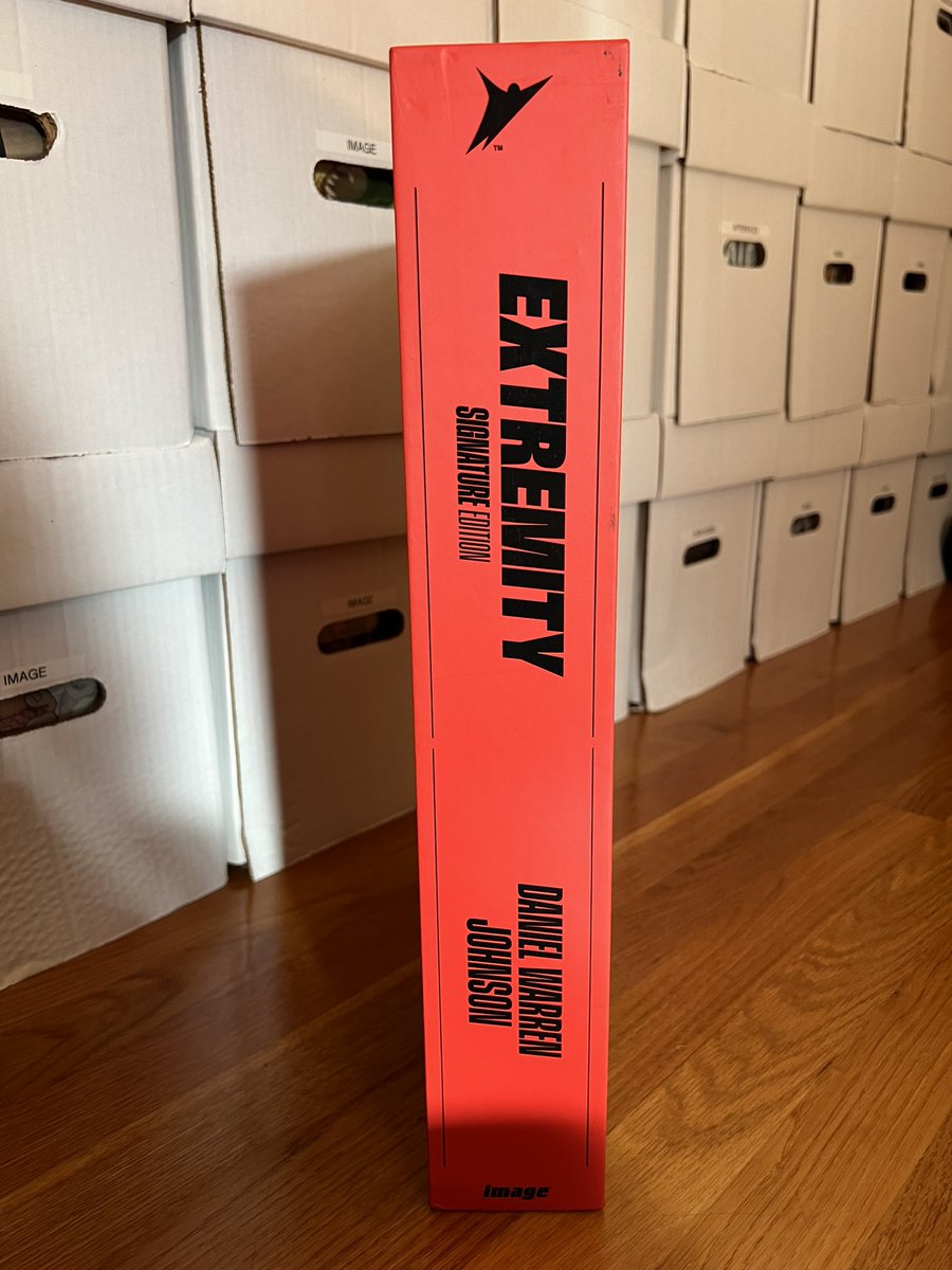SupaCincere's tweet photo. Mail a day was great today! Extremity Signature Edition arrived. Production quality is insane. Love seeing the pages in its original form. Happy to own a piece of this history, too. Great job all around @danielwarrenart @Skybound @FelixComicArt 🙌 https://t.co/mxAtQNnOH1