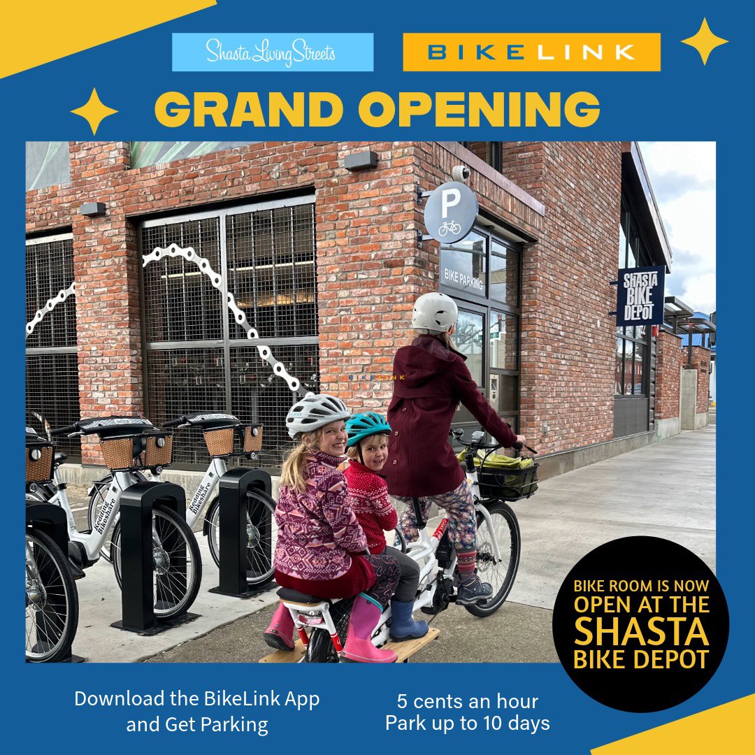🚲✨ Grand Opening! The Bike Room is now open at the Shasta Bike Depot in Redding!
Secure parking with BikeLink for just 5 cents an hour, up to 10 days. Big thanks to Shasta Living Streets! 🎉
#BikeLink #ShastaBikeDepot #CyclingCommunity #GrandOpening