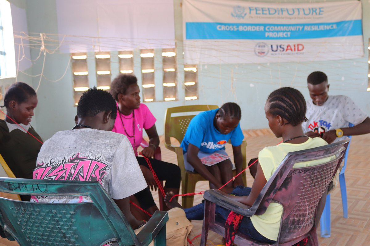 SAPCONE's tweet photo. [IN PICTURES] 
With the support of @USAID funding under @USAID Cross Border Community Resilience Activity. 

@SAPCONE facilitated 18 out of school youths from #Todonyang &amp; #Lowarengak to be trained on fish net repair skills. This is REAL youth skills empowerment.  @CBCResilience https://t.co/wMCy9bUF6q