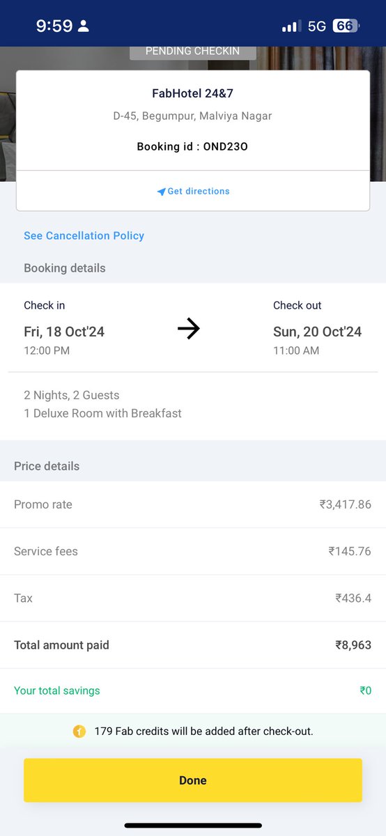 Shrey2028's tweet photo. @FabHotels below is the confirmation in your app of the booking and the confirmation of the amount paid. When i reach the proper @fabhotel 24/7 i am told that there are no rooms inspite of me paying full amount for 2 nights. This is insane and i want my money back. https://t.co/ri910UDavO