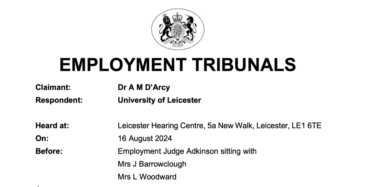 21percentgroup's tweet photo. The @21percentgroup congratulates Dr D'Arcy on damages from @uniofleicester 

"The respondent unfairly dismissed the claimant"

Employment Tribunals are stressful, but it is important to hold bad #university management to account

You're a hero,  @dramdarcy 

#academia https://t.co/OYZPc0M5pM
