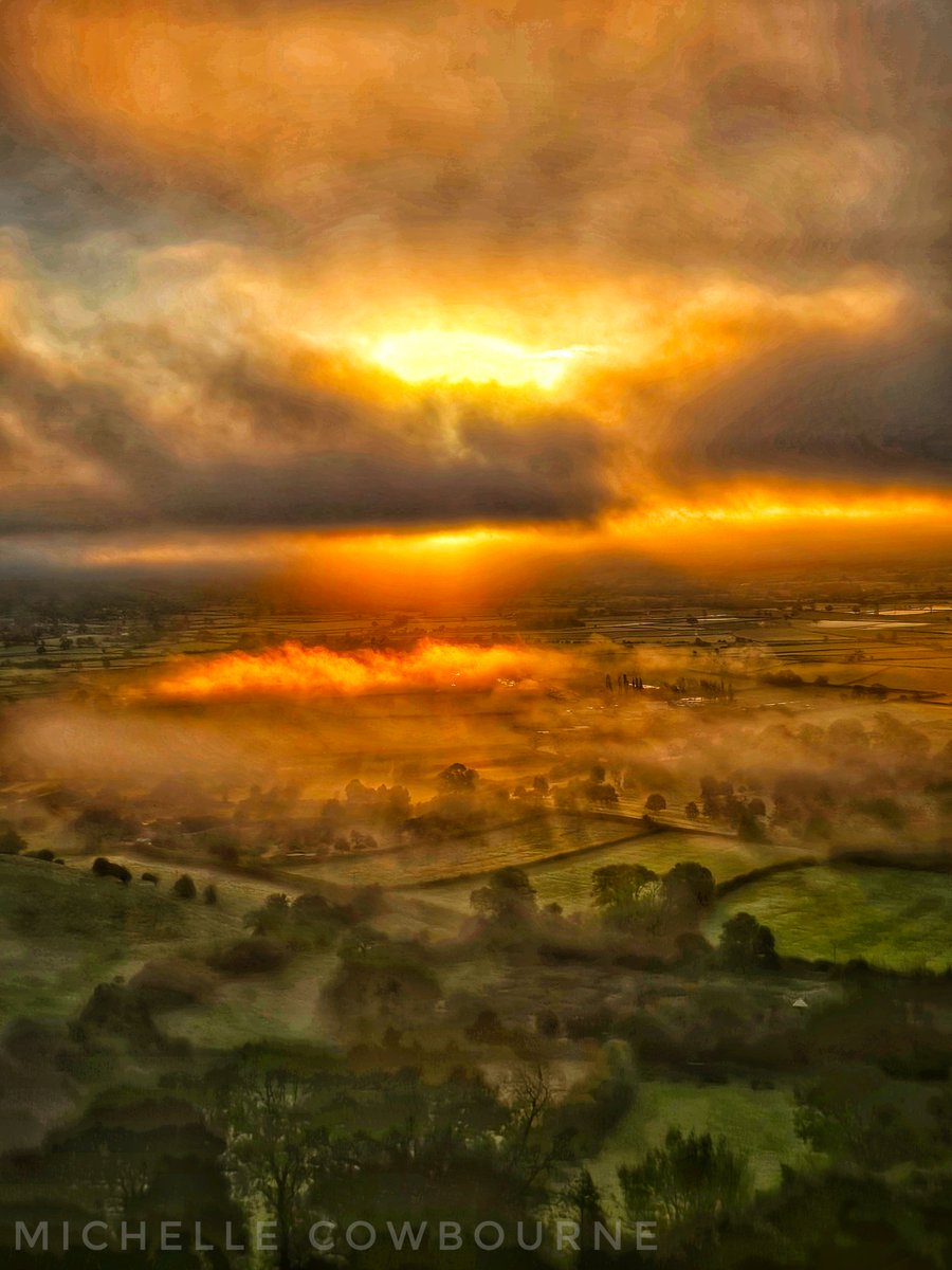 Misty view from Glastonbury Tor this morning. There is something so beautiful being up above a misty landscape, like a magical realm. Taken this morning.