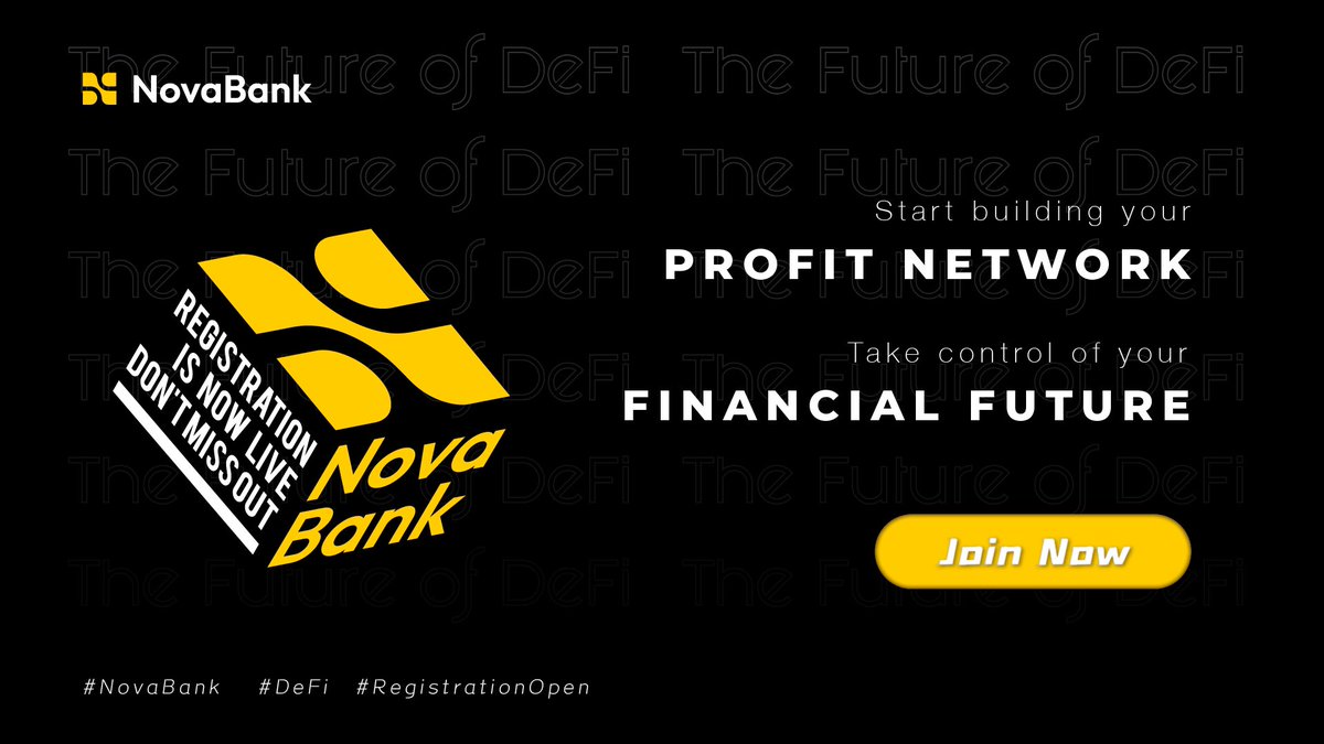 NovaBank0's tweet photo. 🚀#NovaBank registration is now live!

Register now and start building your profit network!
Take control of your financial future!

Join now:https://t.co/pm6HZGhwOO

#Novabank #DeFi #Invitation #Regisration https://t.co/4gOAN2WnQD