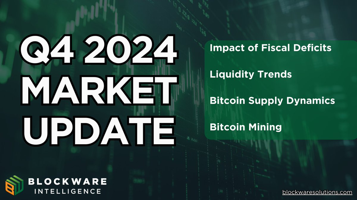 BlockwareTeam's tweet photo. 🚨🔥Bitcoin - Q4 Market Update 🔥🚨

Our Q4 2024 Market Update provides insights into the consequences of multi-trillion dollar annual fiscal deficits.

While disastrous for the everyday person, these deficits are undoubtedly creating bullish tailwinds for Bitcoin and other ‘risk on’ assets.

If you aren't bullish on BTC now, you definitely will be after reading this report

https://t.co/QACCEUGtjA