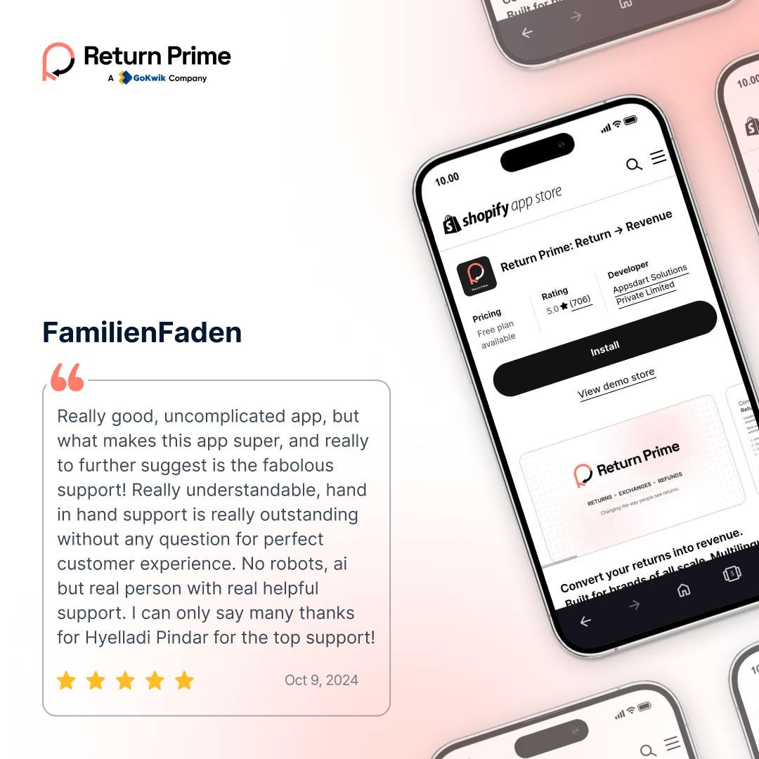 Good apps do the basics right ✅ 
Great apps make every step effortless 🚀

At Return Prime, we go beyond returns:
⚡ Seamless exchanges
👨‍💻 24/7 real human support

Let’s turn returns into opportunities, one order at a time 💪

#ReturnPrime #D2C #shopify