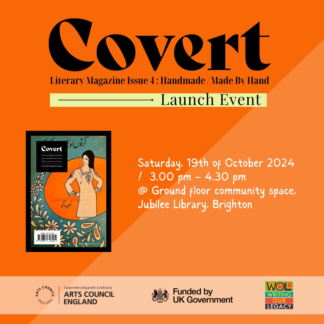 Join us tomorrow for the 'Covert Literary Magazine Issue 4' launch &amp; enjoy live readings from Be Manzini, Heather Pearson, Jasmine Sharif, Jenny Arach, Joyoti Grech Cat, Niharika Jain, Shabnam Shabazi, Teji Dhaliwal &amp; Umi Sinha. Book here: eventbrite.co.uk/e/covert-liter…