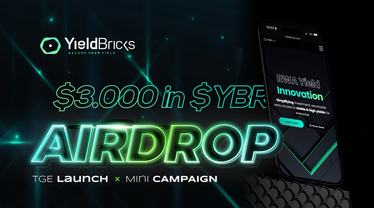 We celebrate @YieldBrick's listing with $3,000 worth of $YBR airdrop! ✨

Get exclusive real estate investment opportunities and compete in a Gleam campaign with <a href="/airdropinspect/">Airdrop Inspector</a>.

Climb the ranks and spread the word for a chance to win 👉 gleam.io/yk5kl/yieldbri…