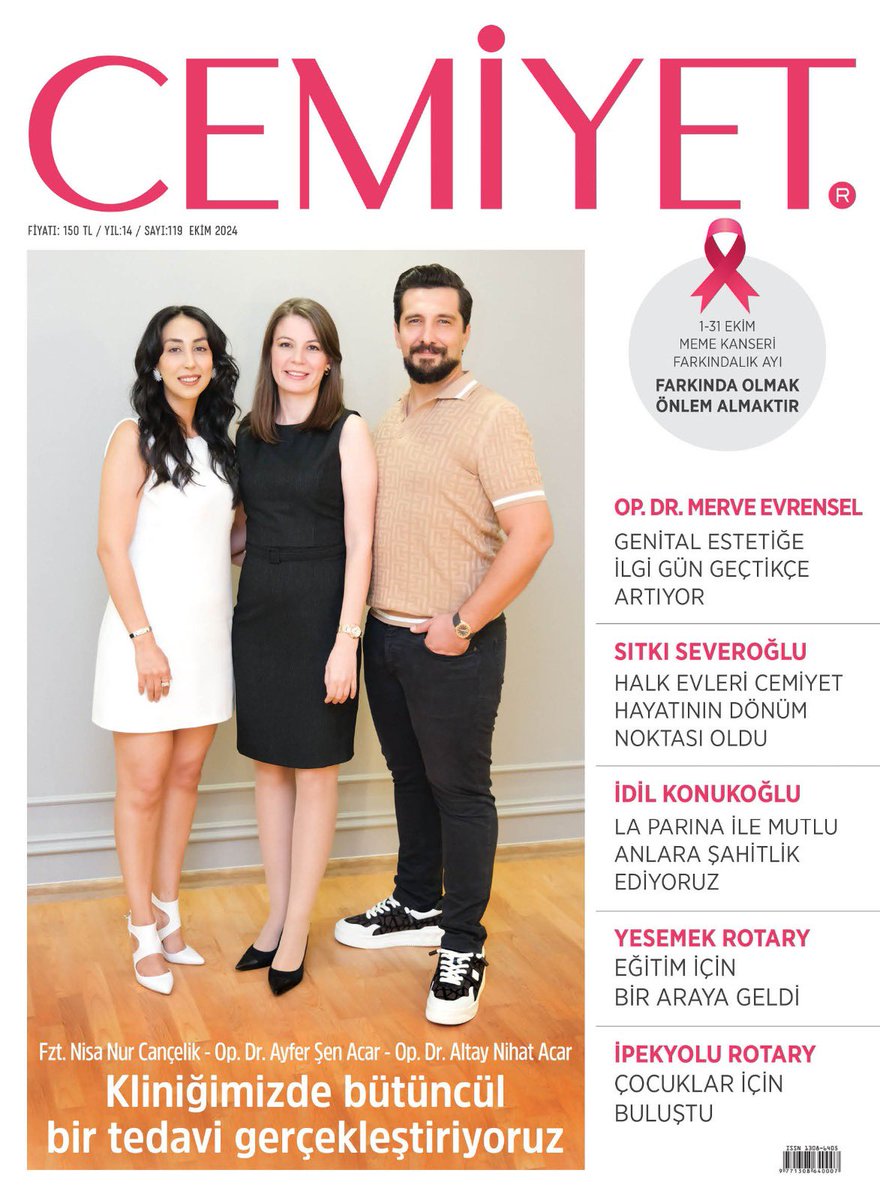 cemiyetdergisi's tweet photo. Yeni sayımız çıktı. Kapak konuklarımıza teşekkür ederiz. Op. Dr. Ayfer Şen Acar’ın meme kanseri farkındalığına dikkat çektiği Ekim sayımızda meme kanserine karşı farkındalık yaratmanın ve erken teşhisin önemini hatırlamanın zamanı. #cemiyetdergisi #MemeKanseriFarkındalıkAyı https://t.co/UCyfYxoOWk