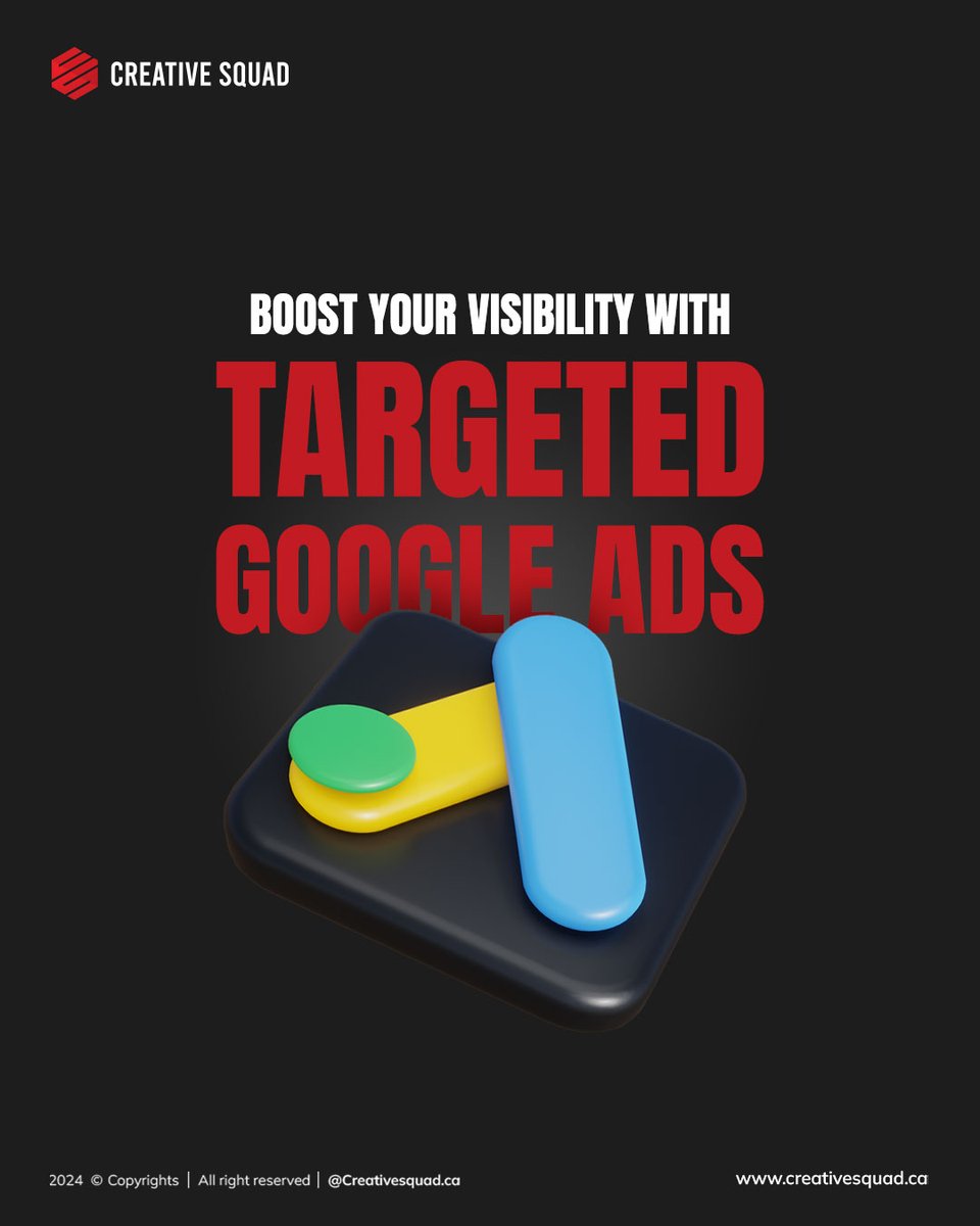 CreativeSquadCA's tweet photo. Maximize your advertising budget with effective Google Ads campaigns. Swipe to learn how! 

Visit Our Website: https://t.co/60SLlSL4lP
.
.
.
#CreativeSquad #GoogleAds #DigitalMarketing https://t.co/cmEOt3NxpE