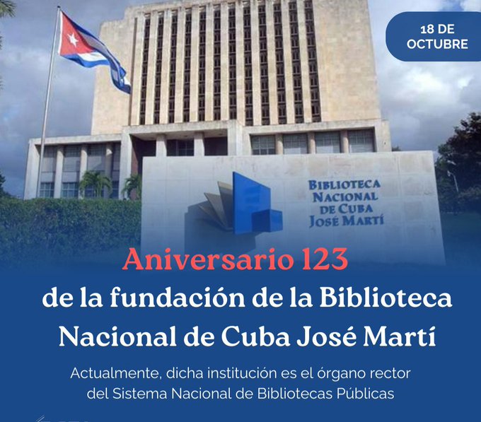 Desde el #TeatroNacional felicitamos a todos los trabajadores de <a href="/BiblioNacCuba/">Biblioteca Nacional de Cuba José Martí</a> en su 123 Aniversario! 🎈👍👏
 #CubaEsCultura
