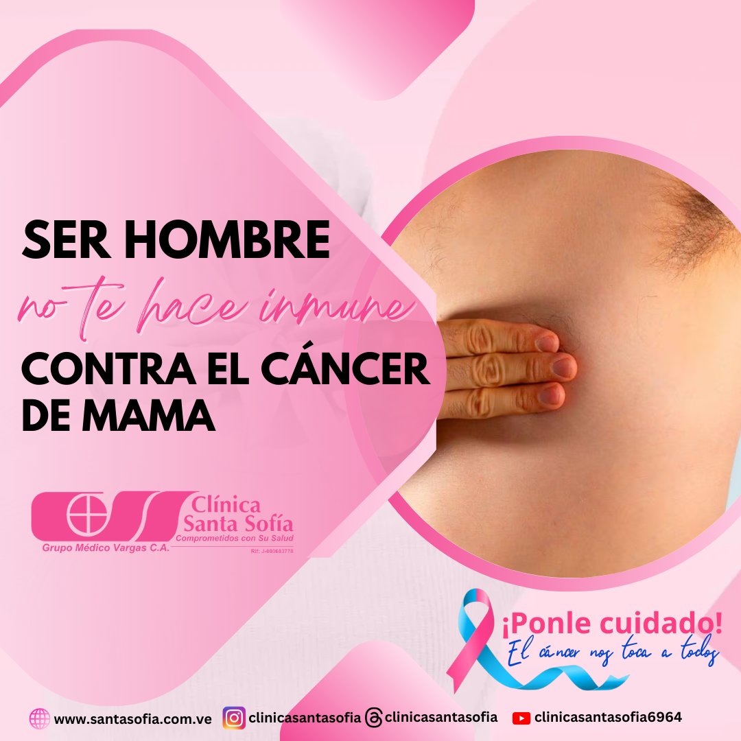 #CancerDeMama  no es una enfermedad exclusiva de las mujeres, los hombres también pueden tenerlo, por 100♀️ al menos 1♂️será diagnosticado.

  ¡Ponle cuidado! el cáncer nos toca a todos