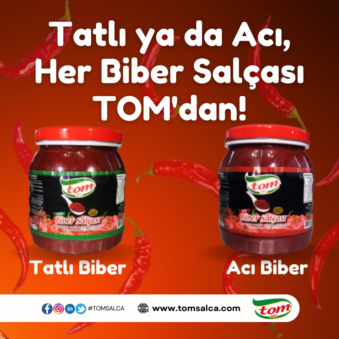 tomsalca's tweet photo. 📷 Biber salçanızı nasıl alırsınız?
Tatlı mı, acı mı? İster hafif tatlı bir dokunuş ister damak yakan acı bir lezzet...

#tomsalca #cuma Hayırlı Cumalar https://t.co/GQphBjef7p